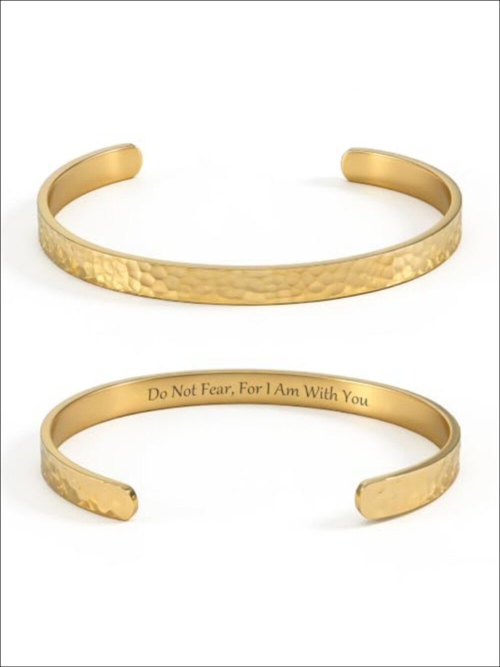 18K Gold Plated Hammered Bible Verse Cuff Bracelet Adjustable